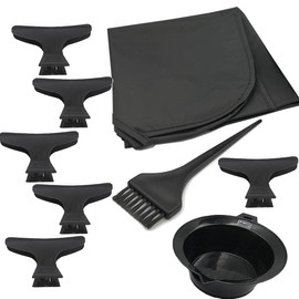 Kit para tinte de cabello, incluye brocha, tazón medidor, 6 mariposas y cubridor chico (capa de peluquería para tinte), realiza tintes para cabello profesionales, fantasía o clásicos, excelente kit de belleza para el cuidado de cabello.