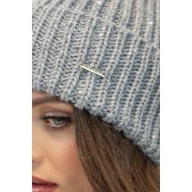 VIVISENCE Women's Winter Hat, Classic Beanie, Knitted Hat Style, Perfect Fit, Knitted Cuffs, Folded Hem, Warm Ribbed Yarn, Ideal for Cold Winter Days, Winter, Autumn, Model 7088, lightgrey