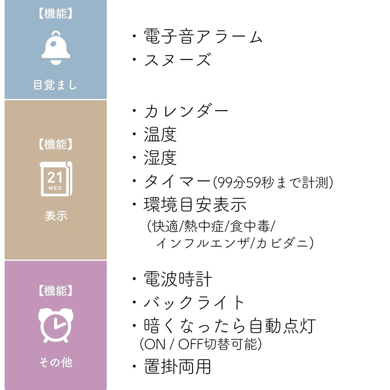 LANDEX YT5278WH Alarm Clock, Radio Wave, White, Neo Plus Timer,