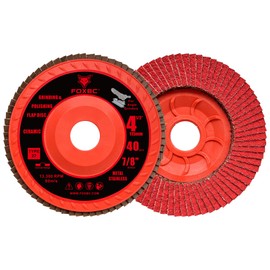 FOXBC 4-1/2 inch Ceramic Flap Disc 40 Grit for Angle Grinder with Speed HUB, Type 27, Grinding and Polishing for Metal, 5 Pack