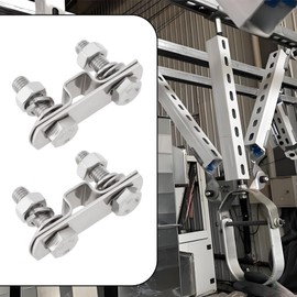 YINETTECH 4 sets of U-shaped connection brackets, 10 mm x 10 mm, safety holder made of 304 stainless steel, for supporting pipelines, cables, silver