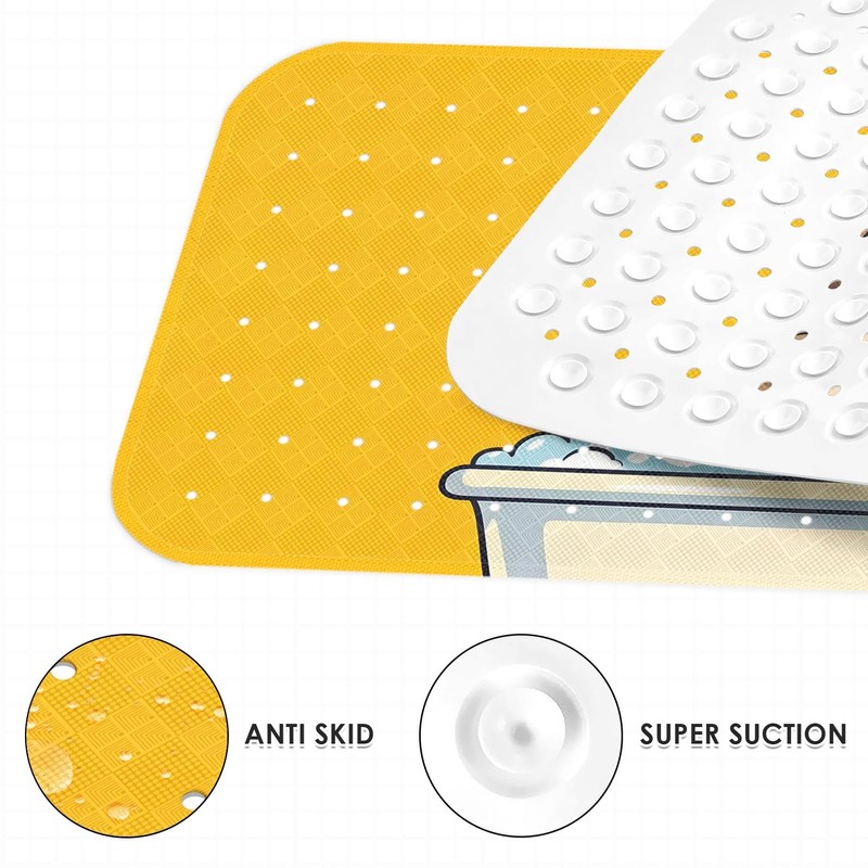 Bathtub Shower Mat 40X16 Inch, Non-Slip, for Toddler, Cat Kawaii
