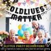 Old Lives Matter Banner 16 Feet Glitter Black Pre Strung
