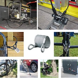 TERF® Heavy Duty Bicycle Cable Loop 2000mm (2 Meter) Long and 7mm Thick Spiral Steel Cable with Vinyl Cable Cover Ideal For Electric Bike Cycle Garage Door Gate and Out Door Equipment - Pack of 1