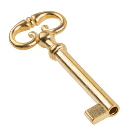 Brass Plated Skeleton Key for Cabinet, Grandfather Clock Doors, Dresser Drawers - Hollow Barrel Key Replacement - Antique Skeleton Keys for Furniture | SK44-DB