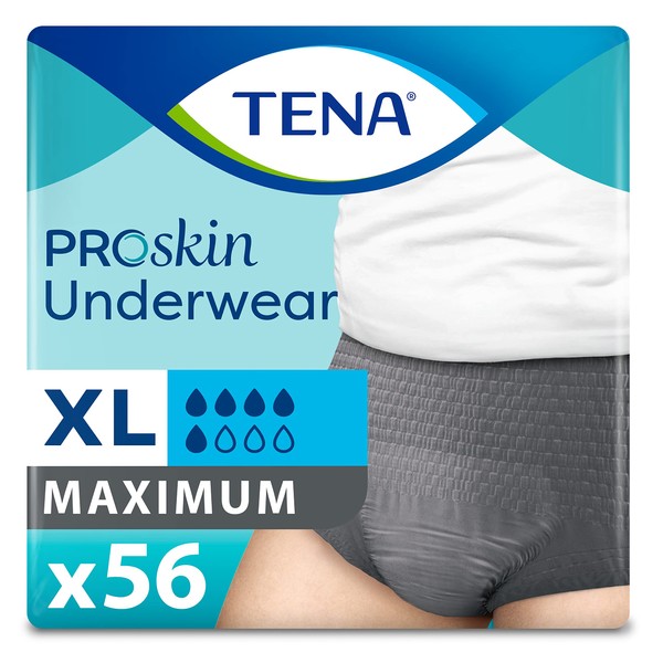 TENA ProSkin Incontinence Underwear for Men, Maximum Absorbency, XLarge, 56 ct