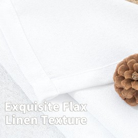 YoungsTex Linen Kitchen Curtains 36 Inches Long for Small Window 2 Panels, Short Grommet Light Filtering Privacy Thick Semi Sheer Curtains for Basement Cafe, White, 52W X 36L