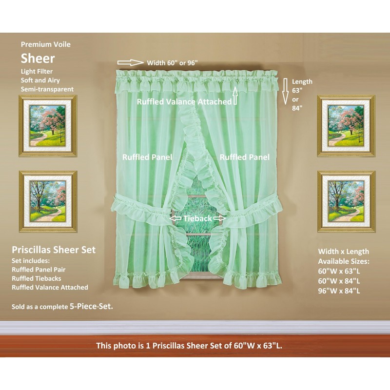 Today's Curtain, Emelia Priscilla Sheer Pair 60" W x 63"