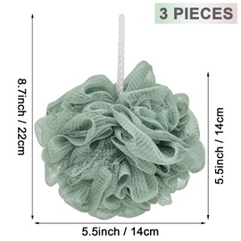Loofah Charcoal Bath Shower Sponge Body Scrubber,75g Exfoliate Mesh Pouf Shower Bouquet,3 Pack Large Bath Sponge for Women and Men（White Pink Green）