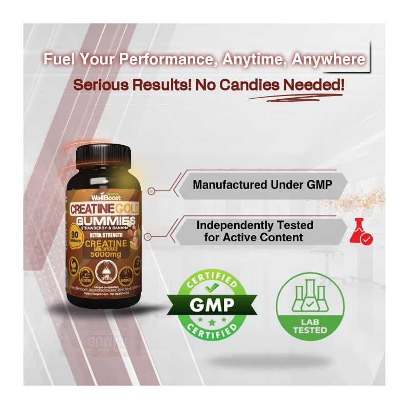 WellBoost WellBoost Creatine Gold C 5000mg Creatine Monohydrate, Vegan, Sugar-Free