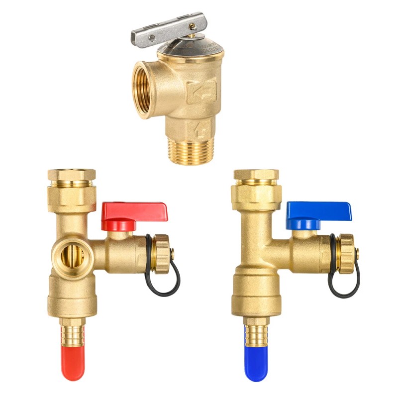 EFIELD 1/4 Turn Isolator Tankless Water Heater Valve Kit, 3/4"Pex