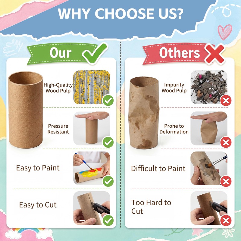 Dewgot 90 Pcs Cardboard Tubes for Crafts 2 Size Empty