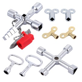 Qiuruoo Construction Machinery Key Set, Multifunctional Square Key and Tap Key for Controlling Radiators, Vent Valves, Taps (Pack of 8)