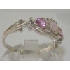 925 Sterling Silver Real Genuine Opal and Pink Tourmaline Womens