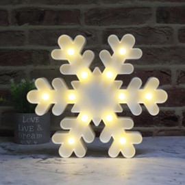 Vicila - Letrero de copo de nieve, luces LED de noche, lámpara de mesa y pared para recámara, habitación de los niños, cuarto de bebé, hogar, decoraciones de Navidad, copo de nieve blanco