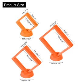 QUARKZMAN 3 Sizes 3D Floating Display Case Floating Frame Display Holder Stand Transparent PE Jewellery Storage Box Orange