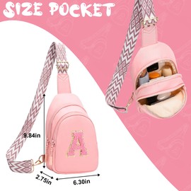 I IHAYNER Girls Sling Bag Fanny Pack Crossbody Bags with Initial Letter for Teen Girls Gift Trendy Stuff Chest Bag for Travel （Pink-A）