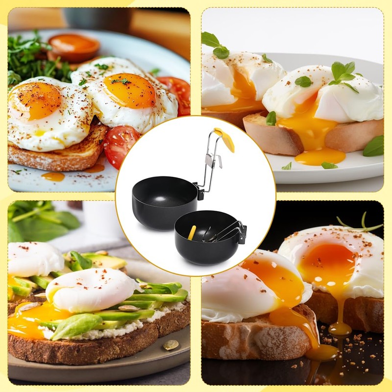 2 Pack Egg Poacher Pan, Non-Stick Poached Egg Maker, Stainless