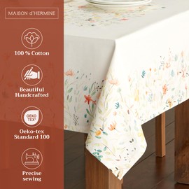 Maison d' Hermine 100% Cotton Table Cloth Colmar Tabletop Cover Kitchen Dining Tablecloth Great for Parties Wedding Use Spring/Summer (Rectangle, 54"x72")