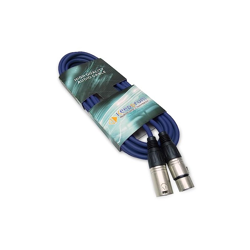Keepdrum 001XXBL 10 m Blue Microphone Cable XLR Female/XLR Male