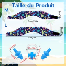 BORISCA Pack of 2 Children's Swimming Headbands, Ear Protection, Swimming with Nose Clip and Ear Plugs, Neoprene Headband with Velcro Fastening, Ears, Protection, Waterproof Headband for Swimming (C)