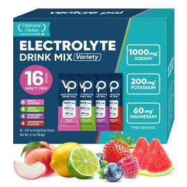 Venture Pal Sobres De Electrolitos En Polvo Sin Azúcar Y Con Alto Contenido De Sodio - Sobres De Hidratación Con Sodio, Potasio Y Magnesio | Cero Calorías | Apto Para Veganos, Keto Y Paleo | 16 Sobres