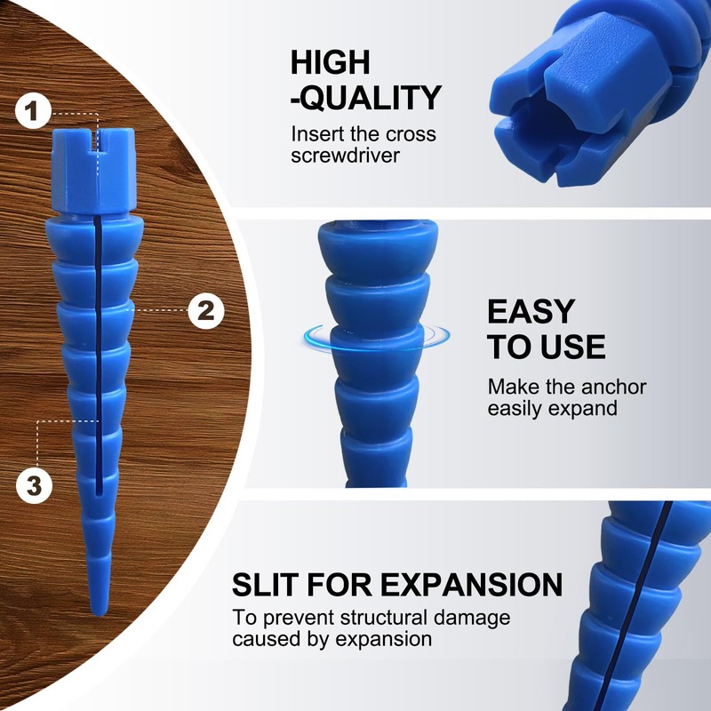 Haespot Blue 12PCS Stripped Screw Hole Repair Anchor, Door Hinge