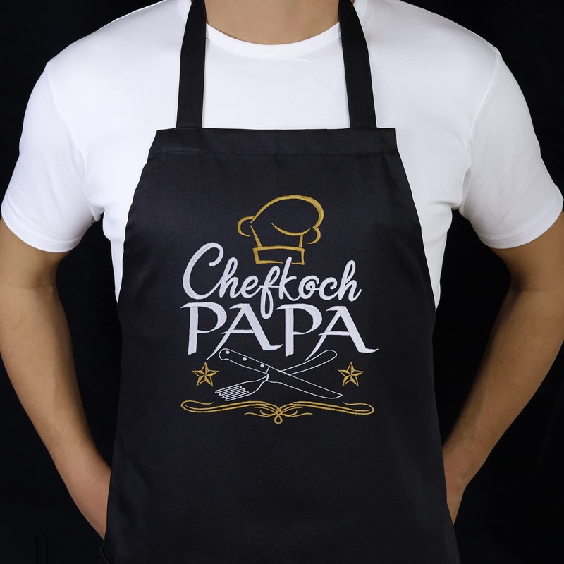 EXPRESS-STICKEREI Apron Papa Grill/Chef Cooking Apron with Modern Design Grill