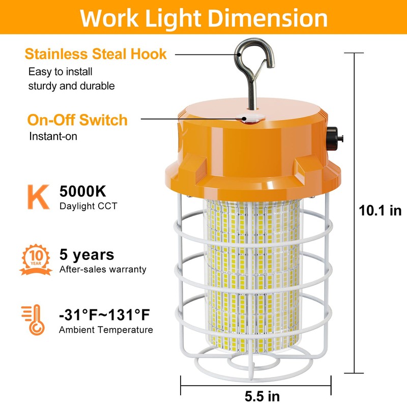 80W LED Temporary Work Light 12000Lm 5000K Construction Lights Led