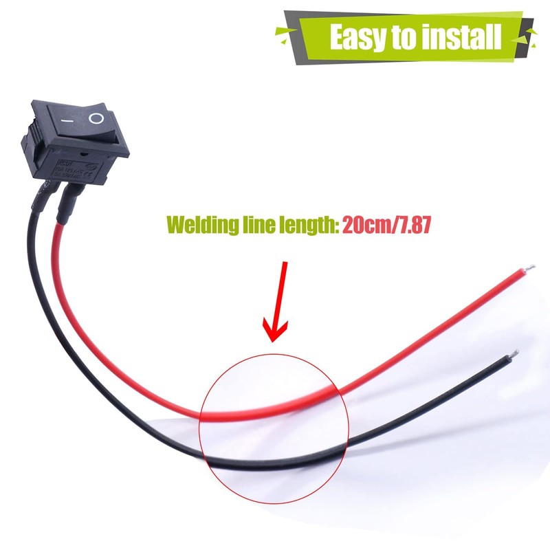 10Pcs Rocker Switch ON/Off 2Pin Latching Square SPST Toggle Switch