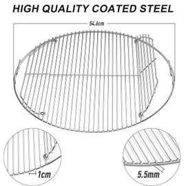 BBQ-Yummy 22" Cooking Grate Hinged for Weber, 7436 Charcoal Grill Grate Round Hinged, Replacement Part for Weber One-Touch, Performer and Bar-B-Kettle Series, Grill Grate BBQ for Weber Series
