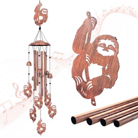 Sloth Wind Chimes Outdoor Sloth Gifts for Women/Men/Mom/Wife/Grandma Birthday Gifts Memorial Gift Metal WindChimes for Outside/Indoors, Lawn, Patio, Home, Porch, Yard Decor, Garden Decorations