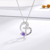 MANBU Sterling Silver Cross Necklace for Girls: Heart Birthstone I