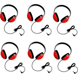 Califone 2800-RD Listening First Stereo Headphones for Kids Bundle (Red) (6 Items)