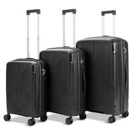 Nazhura Luggage Set, 3-Piece Hardside Suitcase Set, 20-inch Carry On, 24-inch, 28-inch Luggage (Dark Grey)