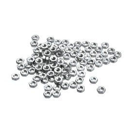 sourcing map Hex Nuts, M2.5x0.45mm Metric Coarse Thread Hexagon Nut, Carbon Steel, Pack of 100 (Silver Tone)