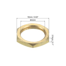 sourcing map G1/4 Lock Nut, Hex Brass Female Locknut for Plumbing 20pcs