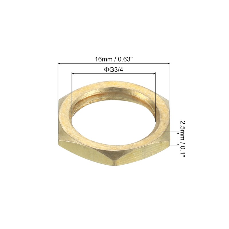 sourcing map G1/4 Lock Nut, Hex Brass Female Locknut for