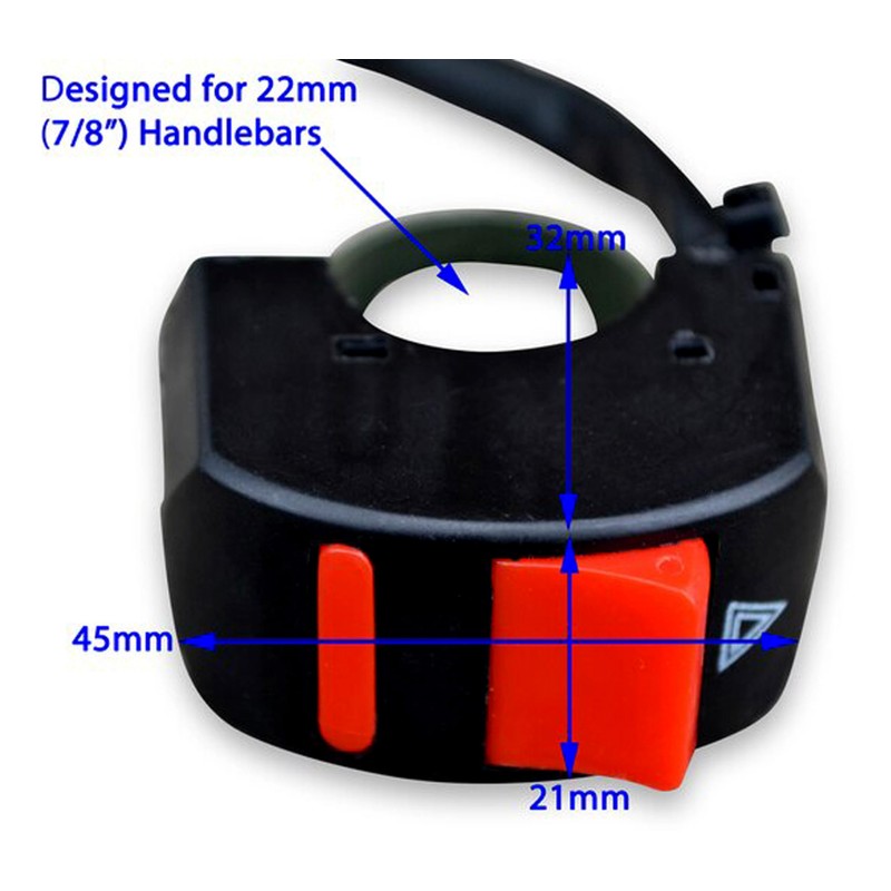 Motorbike Hazard Warning Light Switch - Universal Fit for 22mm