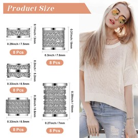 Yinkin 40 Pieces Zircon Rhinestone Beads Tube Column Pave Bead Charms Cubic Zirconia Big Hole Spacer Jewelry Bracelet Connector Crystal for DIY(Silver)