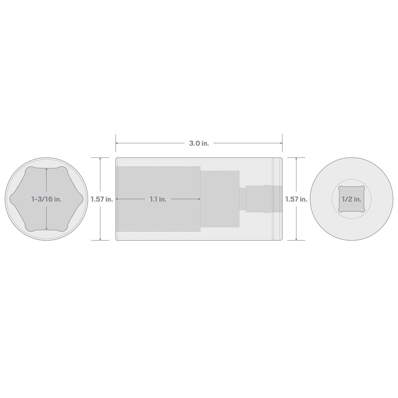 TEKTON 1/2 Inch Drive x 1-3/16 Inch Deep 6-Point Socket