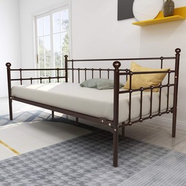 HOMERECOMMEND Metal Daybed Frame Twin Steel Slats Platform Base Box Spring Replacement Bed Sofa for Living Room Guest Room (Twin,Dark Copper)