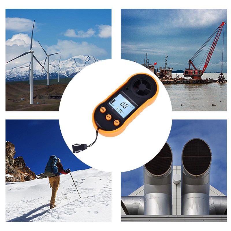 Digital Anemometer LCD Screen Handheld Wind Speed Meter Wind Temperature