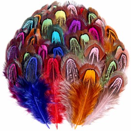 THARAHT Pheasant Plumage Feathers 120pcs Natural 2-3 Inches for Thanksgiving Crafts Hats Sewing Clothing Wedding Dream Catcher Decoration Feathers,Multicolored