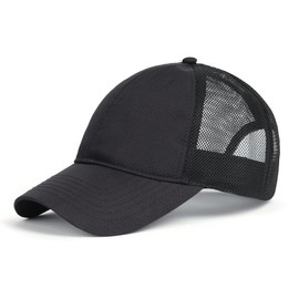 Zylioo Trucker Caps Quick Dry Running Caps Mesh Baseball Caps Lightweight Low Profile Sport Hats Black