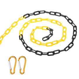 PATIKIL 10Ft Plastic Chain Barrier, Safety Link Chain with 2 Magnetic Hooks for Crowd Control at Driveway Elevator Parking Lot, Black Yellow