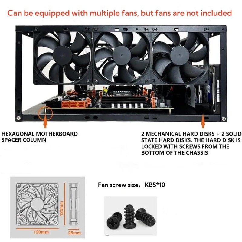 Yeiwenl DIY Computer Case PC Frame Desktop Chassis Stackable Rack