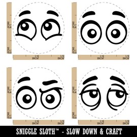 Cartoon Eyes Tired Raised Open Happy Rubber Stamp Set for Stamping Crafting Planners - 1/2 Inch Mini