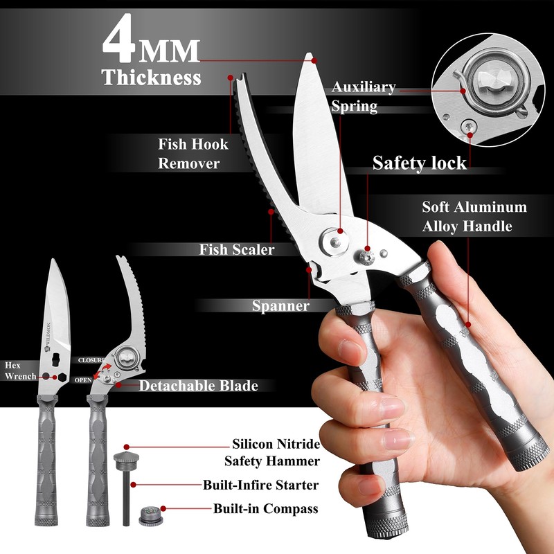 WILDMOK High Performance Poultry Shears - 21 cm Multifunctional Stainless