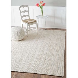 FRELISH DECOR Handwoven Jute Area Rug - Off-White Rectangular Rustic Vintage Beige Braided Reversible Rug - Eco Friendly Rug for Bedroom - Kitchen - Living Room - Farmhouse (4'x6' - Off-White)